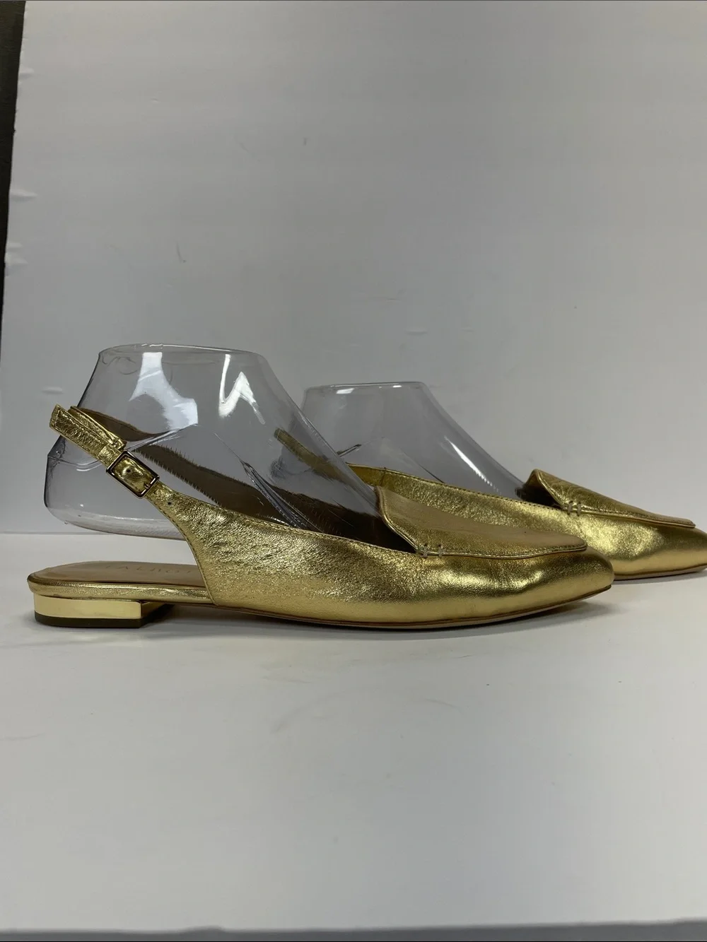 Talbots Metallic Gold Pointed Slingback Loafers